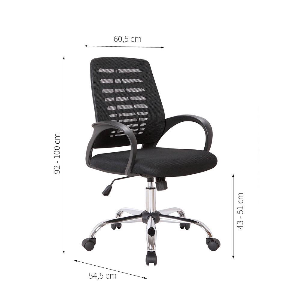 Cadeira de Escritório Secretária Giratória Light Preta