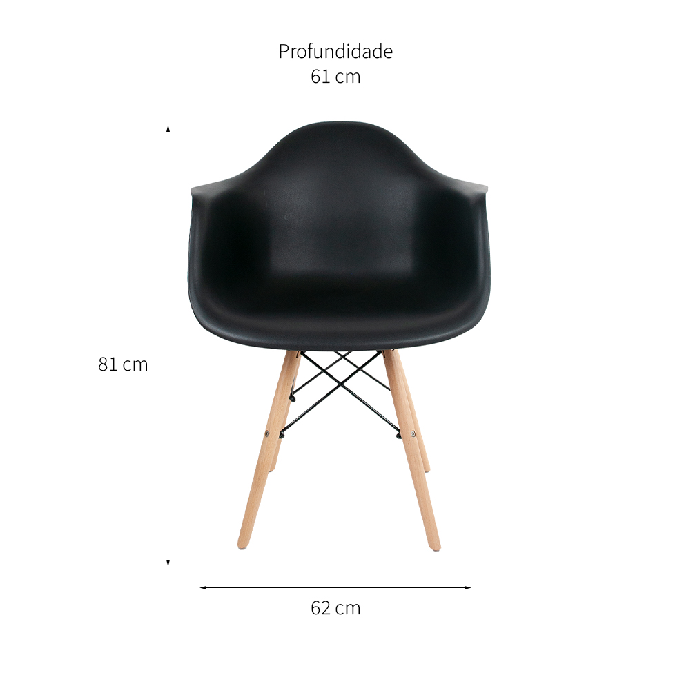 Cadeira de Jantar Charles Eames com Braço I Preta