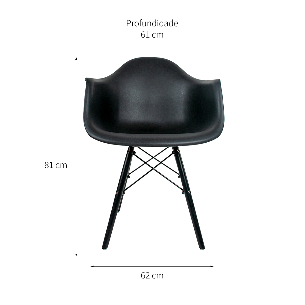 Cadeira de Jantar Charles Eames com Braço II Preta