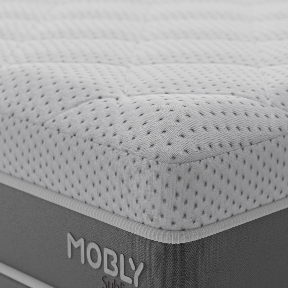 Cama Box Solteiro com Colchão Sublime Mola Ensacada e Espuma Viscoelástica (32x88x188) Cinza e Branco