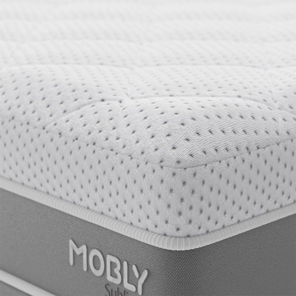 Cama Box Viúva com Colchão Sublime Mola Ensacada e Espuma Viscoelástica (32x128x188) Cinza e Branco