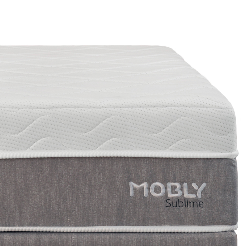 Cama Box Viúva com Colchão Sublime Mola Ensacada e Espuma Viscoelástica (32x128x188) Cinza e Branco