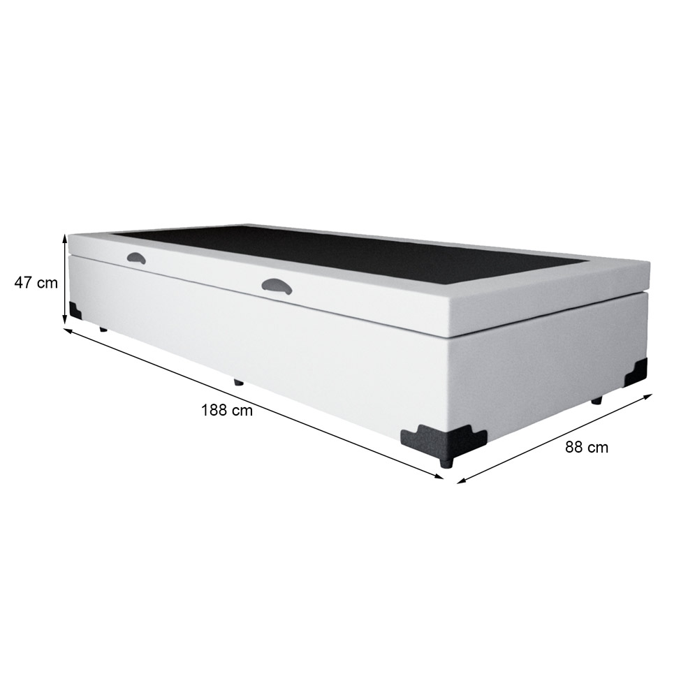Cama Box com Baú Premium com Colchão Solteiro Veneza Branco
