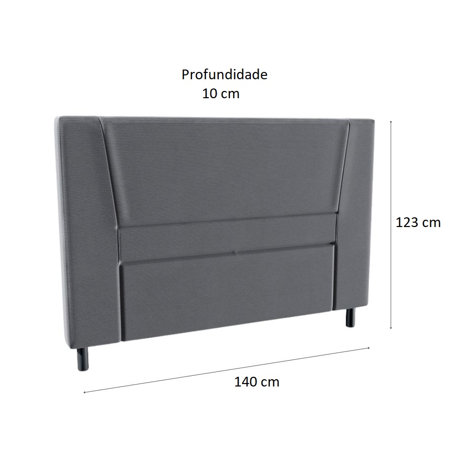 Cama Box com Cabeceira e Colchão Casal Celine Molas Ensacadas (62x138x188) Cinza