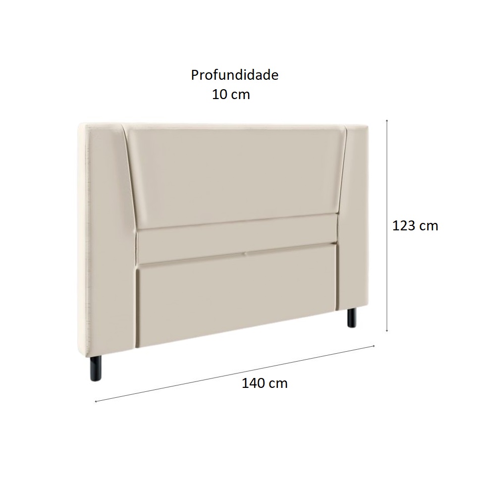 Cama Box com Cabeceira e Colchão Casal Stella Molas Ensacadas (60x138x188) Bege