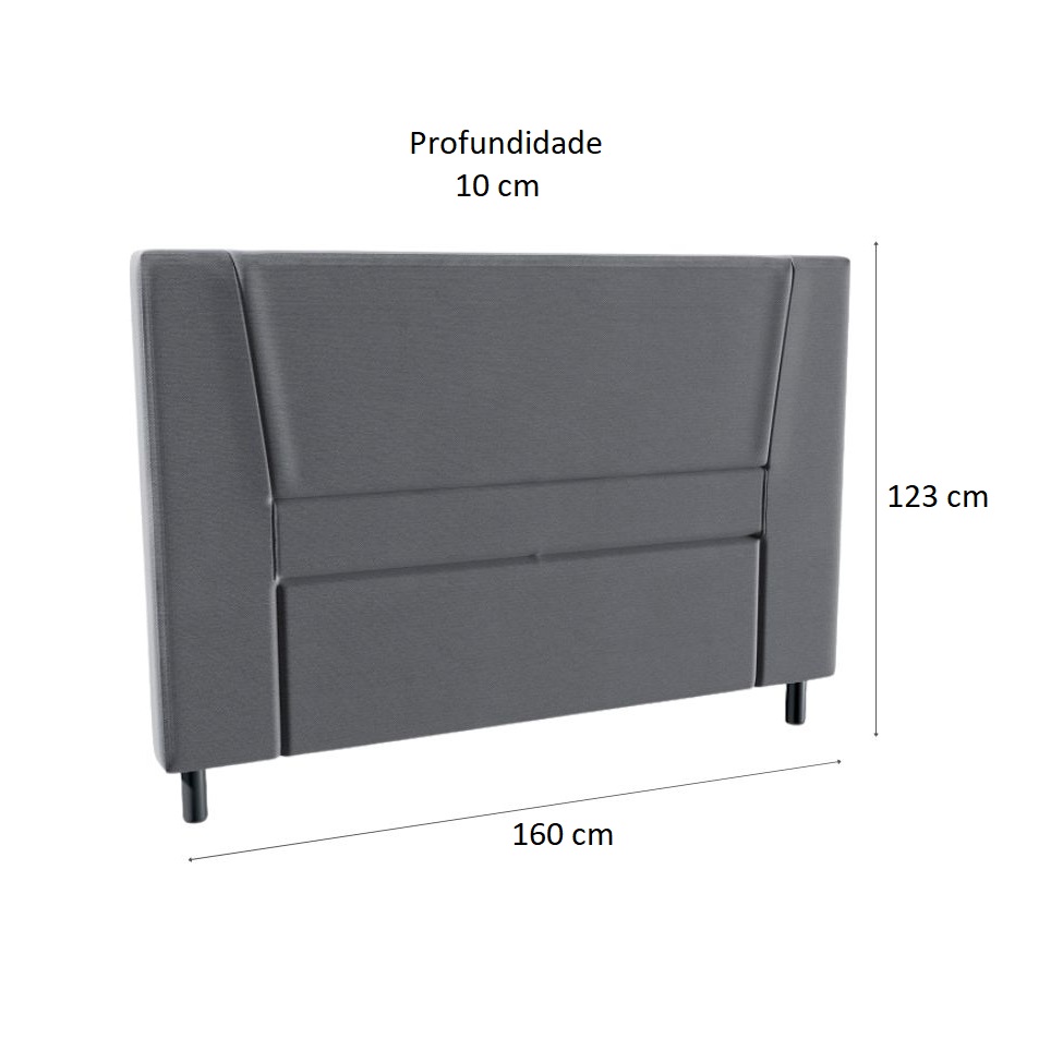 Cama Box com Cabeceira e Colchão Queen Celine Molas Ensacadas (62x158x198) Cinza