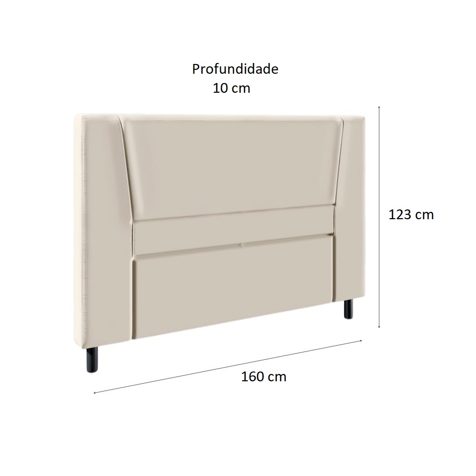 Cama Box com Cabeceira e Colchão Queen Stella Molas Ensacadas (60x158x198) Bege