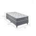 Cama Box com Cabeceira e Colchão Solteiro Celine Molas Ensacadas (62x88x188) Cinza