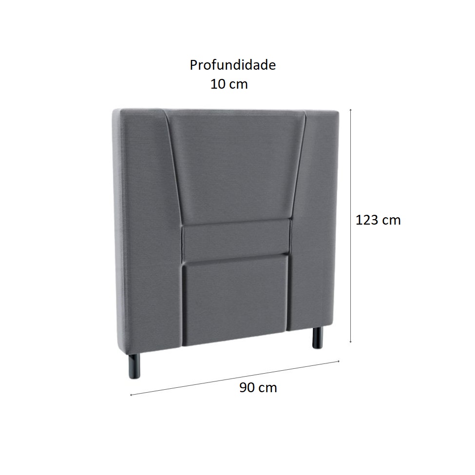 Cama Box com Cabeceira e Colchão Solteiro Celine Molas Ensacadas (62x88x188) Cinza