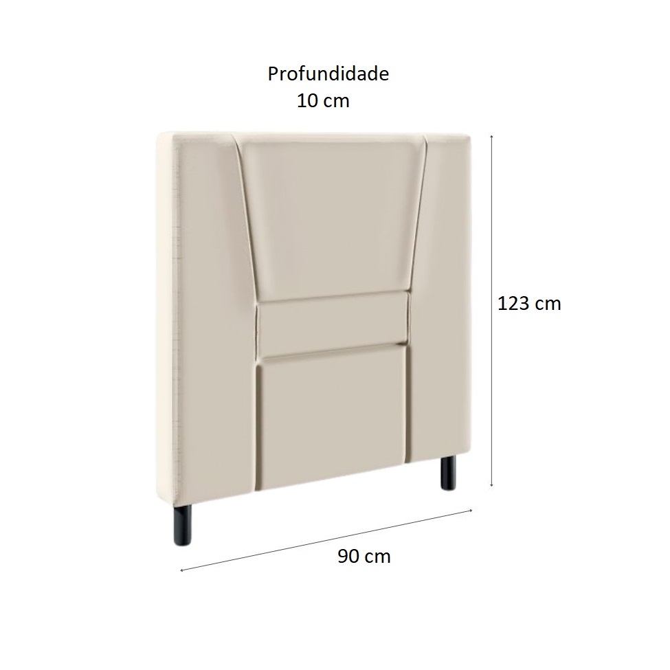 Cama Box com Cabeceira e Colchão Solteiro Stella Molas Ensacadas (60x88x188) Bege