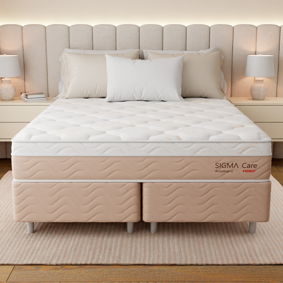 Cama Box com Colchão Queen Sigma Care Antialérgico (23x158x198)