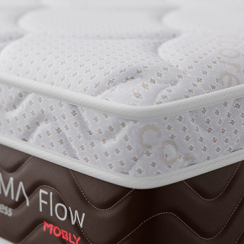 Cama Box com Colchão Queen Sigma Flow (23x158x198) Marrom e Branco