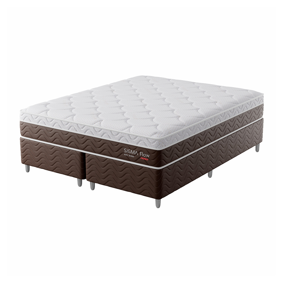 Cama Box com Colchão Queen Sigma Flow Anti Stress (23x158x198)