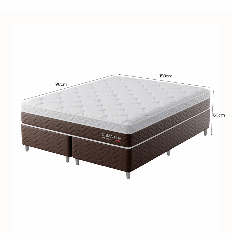 Cama Box com Colchão Queen Sigma Flow Anti Stress (23x158x198)