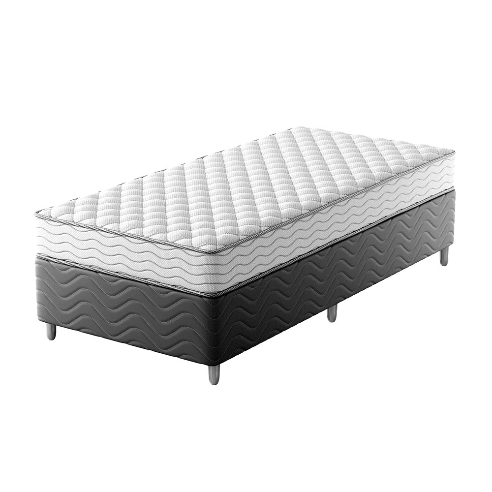 Cama Box com Colchão Solteirão Howie Espuma D28 (17x96x203) Branco e Cinza