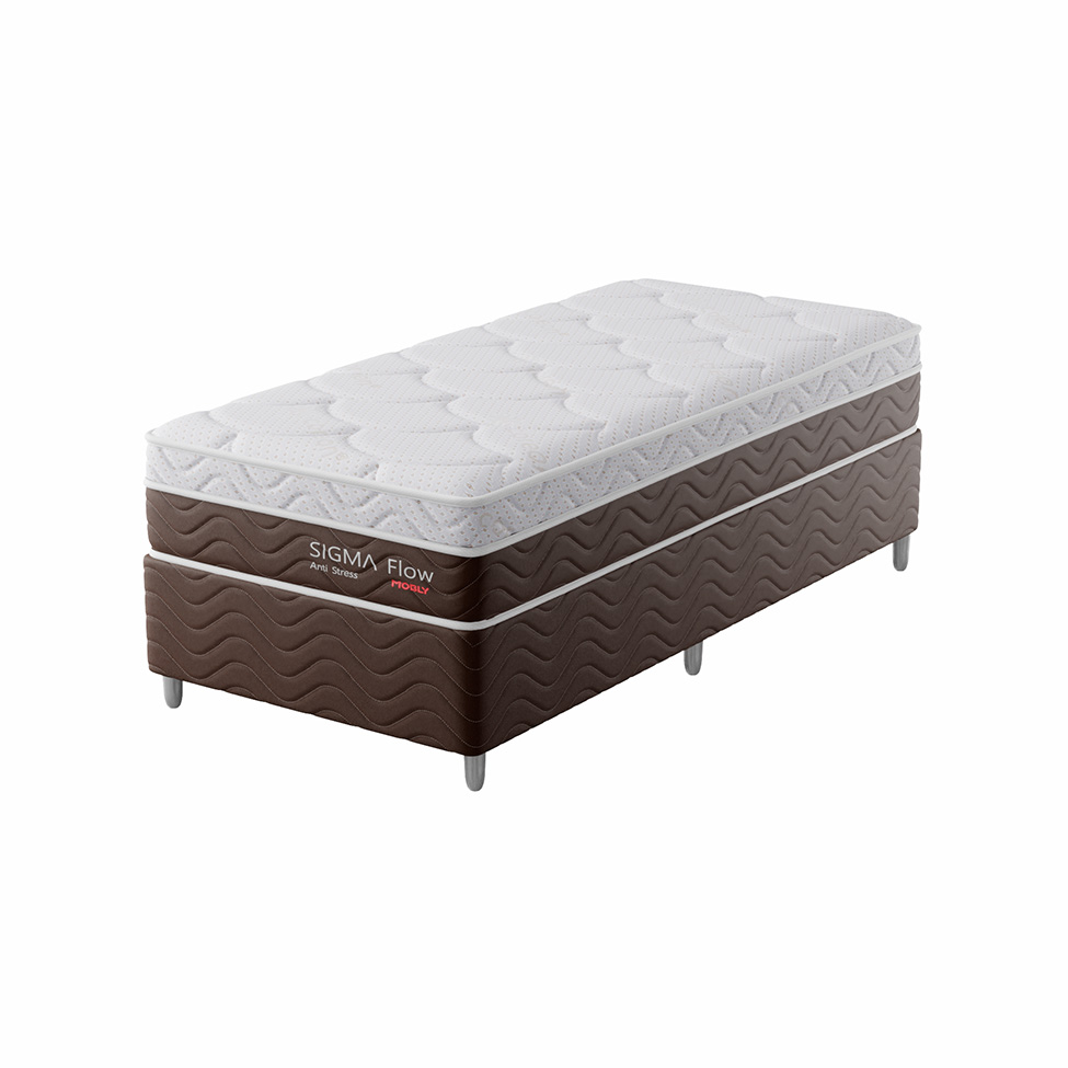 Cama Box com Colchão Solteirão Sigma Flow Anti Stress (23x108x198)