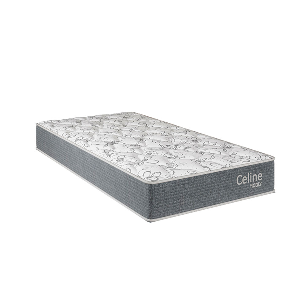 Cama Box com Colchão Solteiro Celine Molas Ensacadas (62x88x188) Cinza