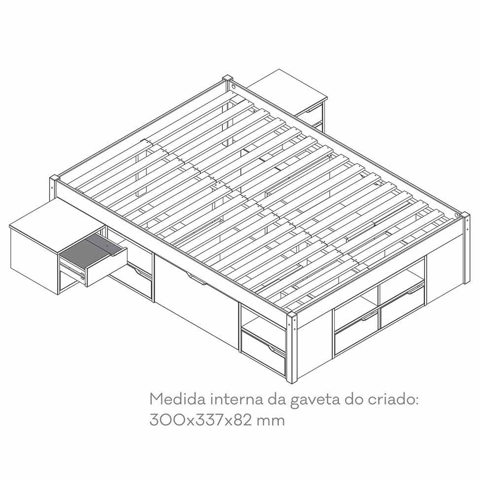 Cama Casal Kiara Madeira Maci