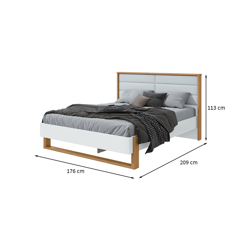 Cama Queen Freetown Revestimento Sintético Amêndoa e Branca