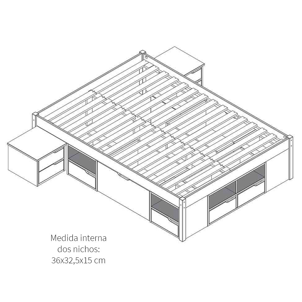Cama Queen Kiara Madeira Maciça Branca