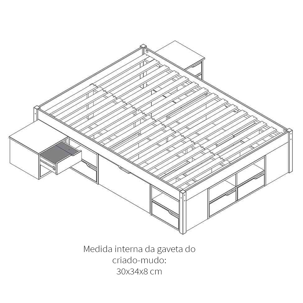 Cama Queen Kiara Madeira Maciça Branca
