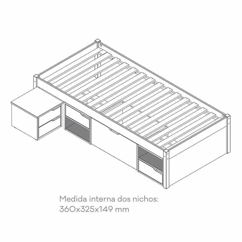 Cama Solteiro Kiara Madeira Maci