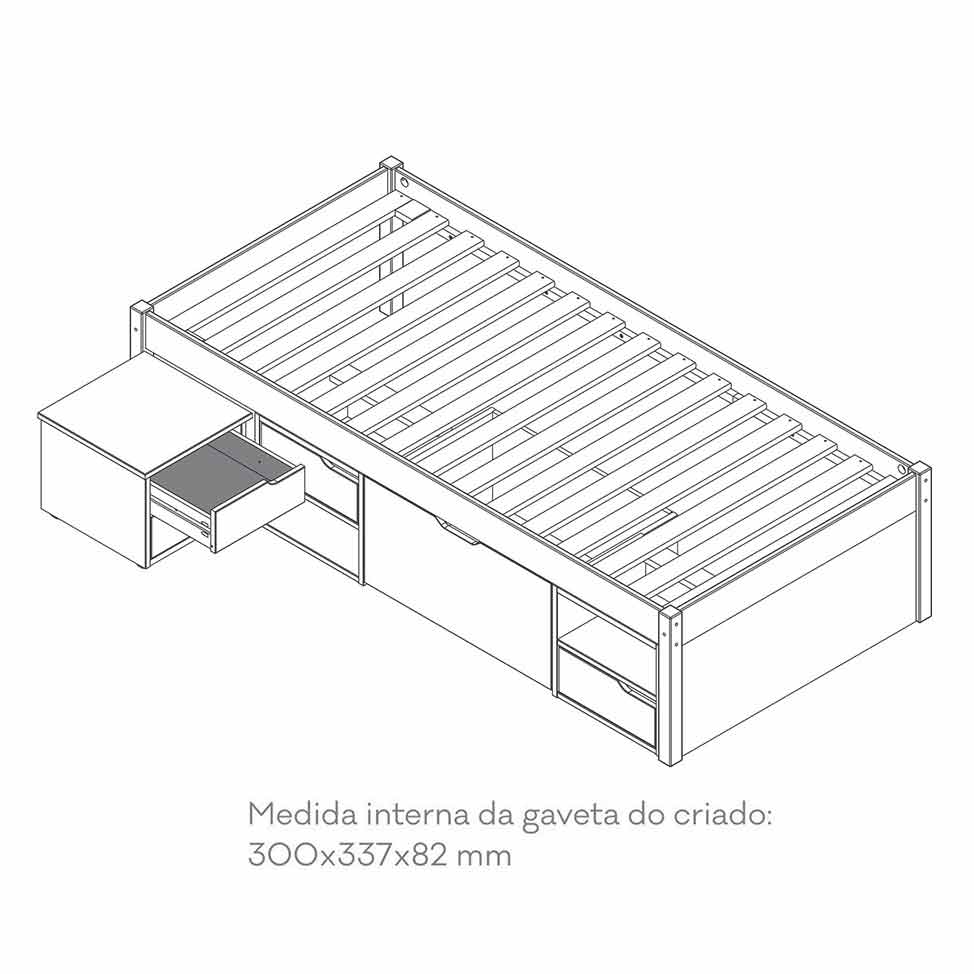 Cama Solteiro Kiara Madeira Maci