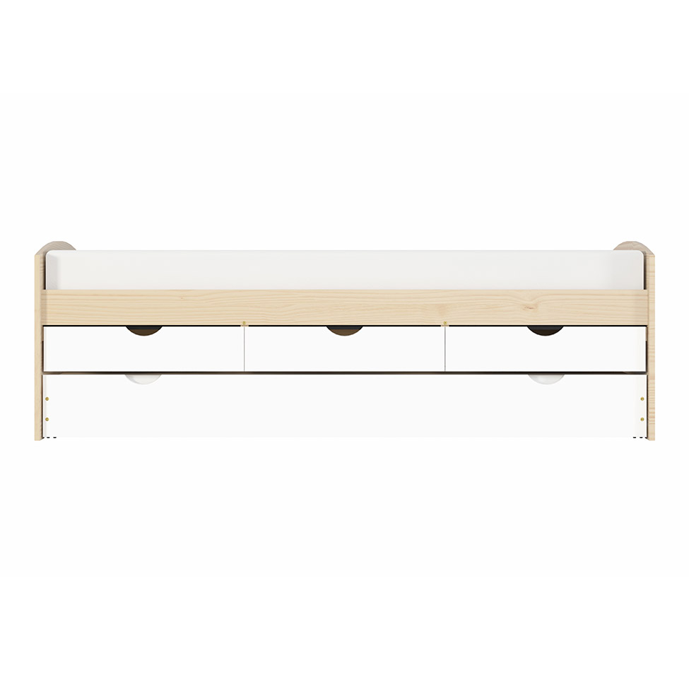 Cama Solteiro com Cama Auxiliar Ulli Natural e Branca