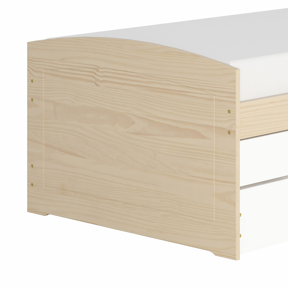 Cama Solteiro com Cama Auxiliar Ulli Natural e Branca
