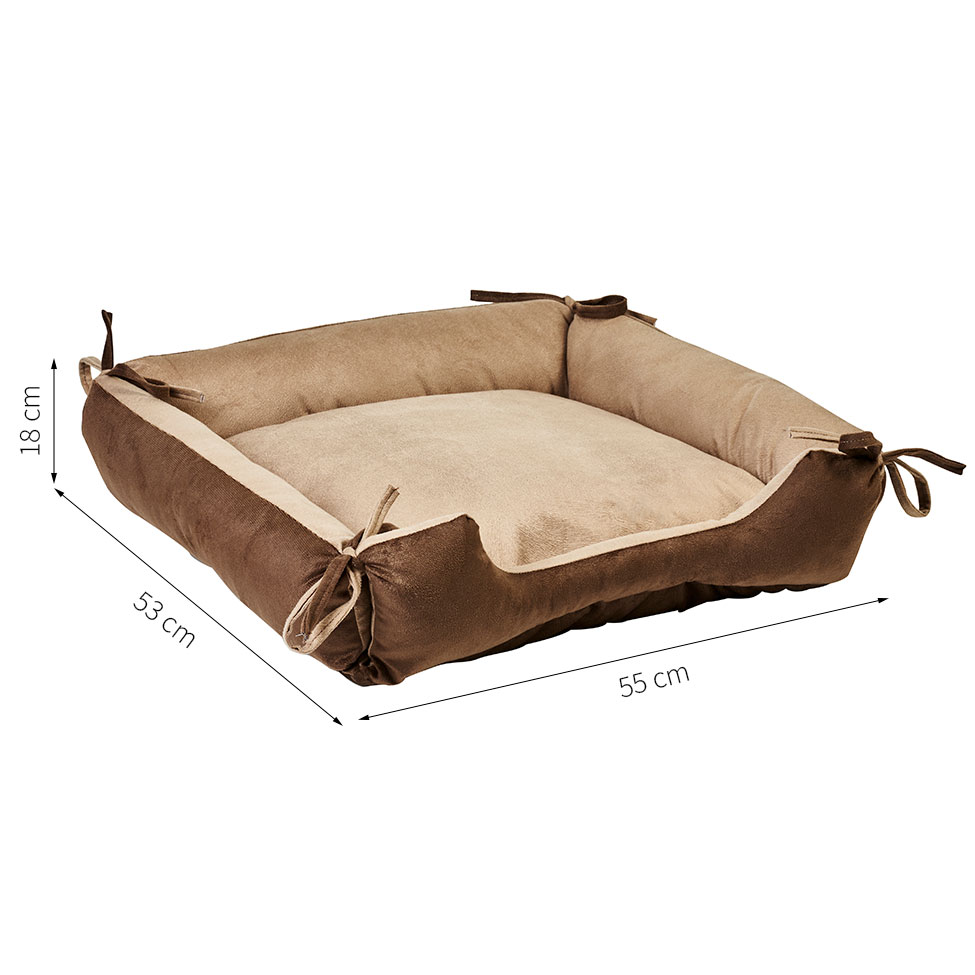 Cama para Pet Akita Suede Bege e Marrom 55 cm