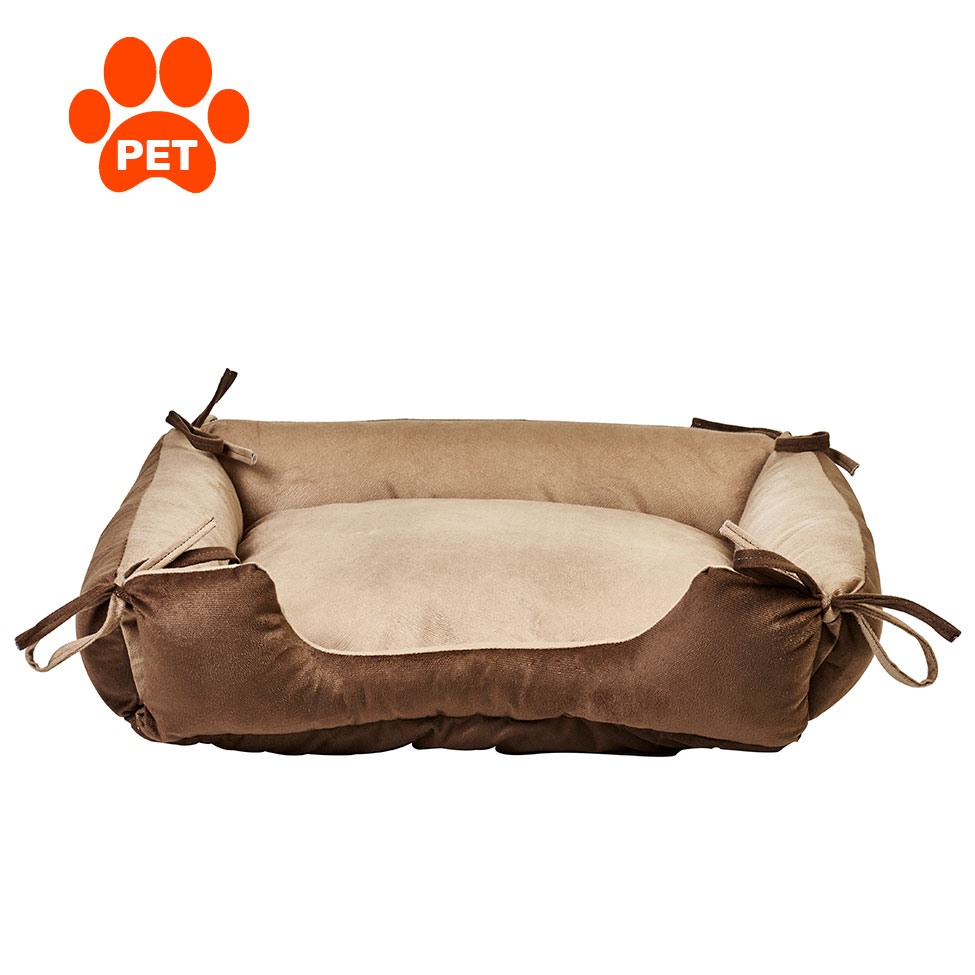 Cama para Pet Akita Suede Bege e Marrom 55 cm