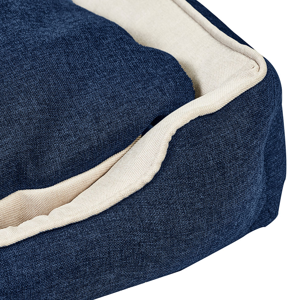 Cama para Pet Beagle Linho Azul Marinho e Cru 70 cm