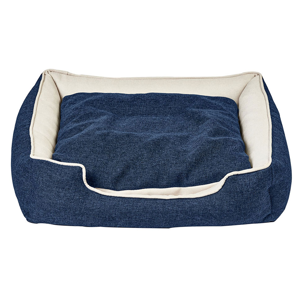 Cama para Pet Beagle Linho Azul Marinho e Cru 70 cm
