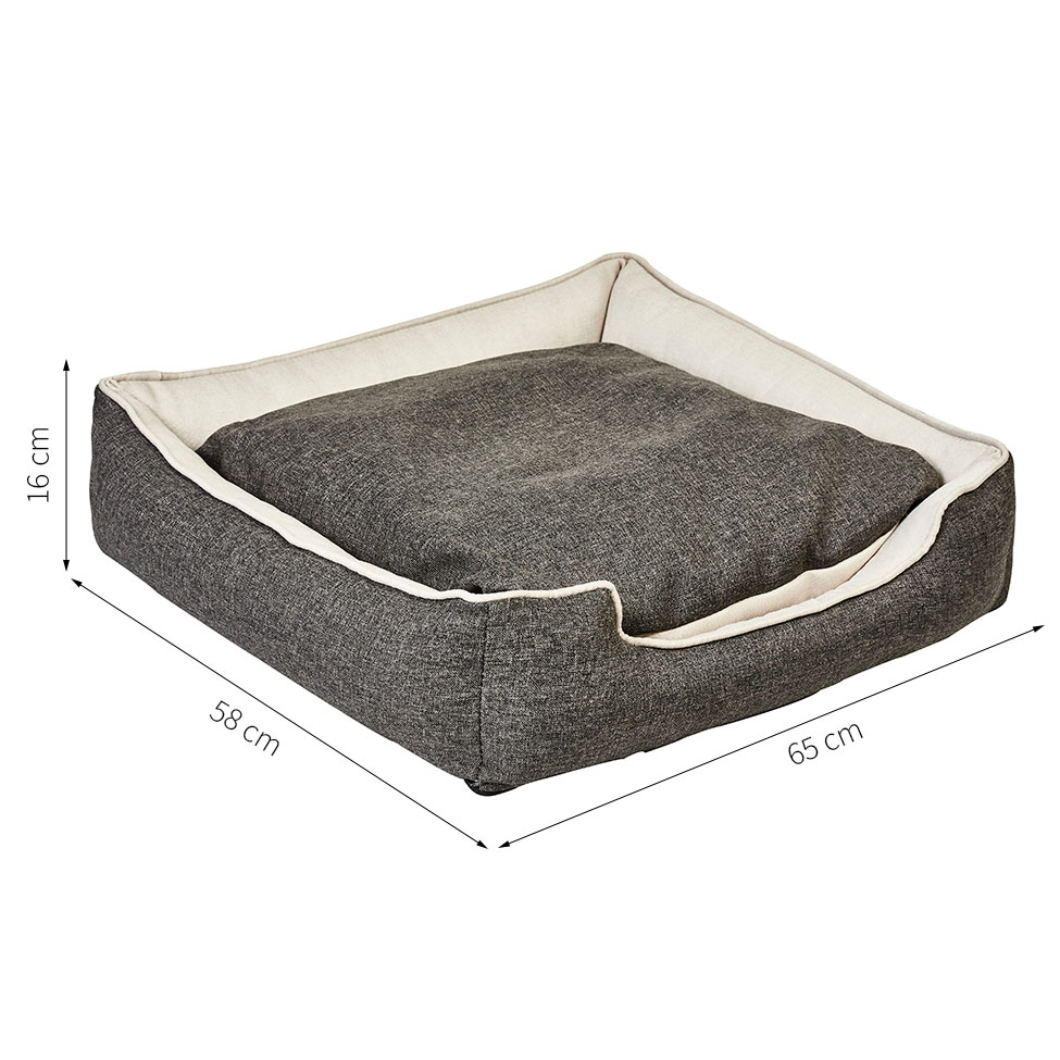 Cama para Pet Beagle Linho Grafite e Cru 65 cm