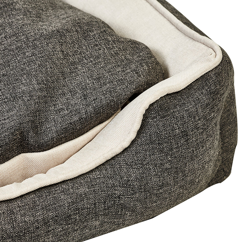 Cama para Pet Beagle Linho Grafite e Cru 65 cm
