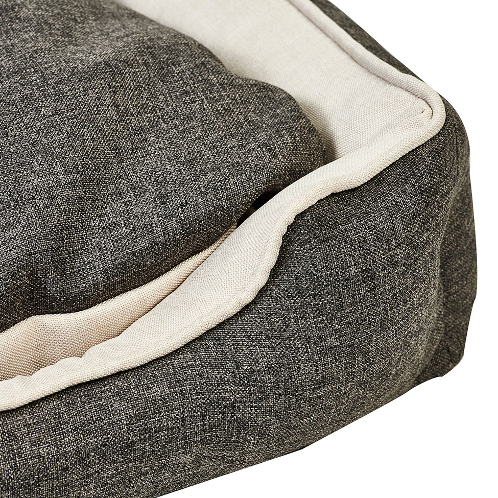 Cama para Pet Beagle Linho Grafite e Cru 70 cm