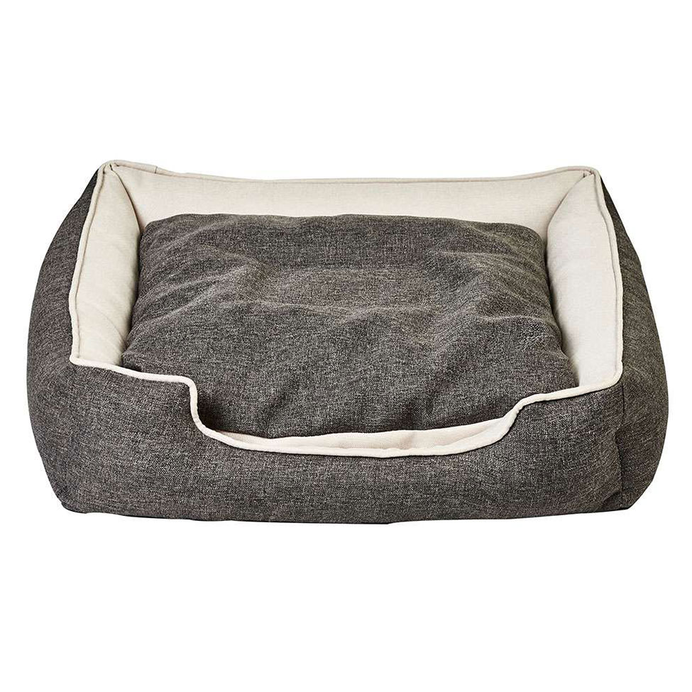 Cama para Pet Beagle Linho Grafite e Cru 70 cm