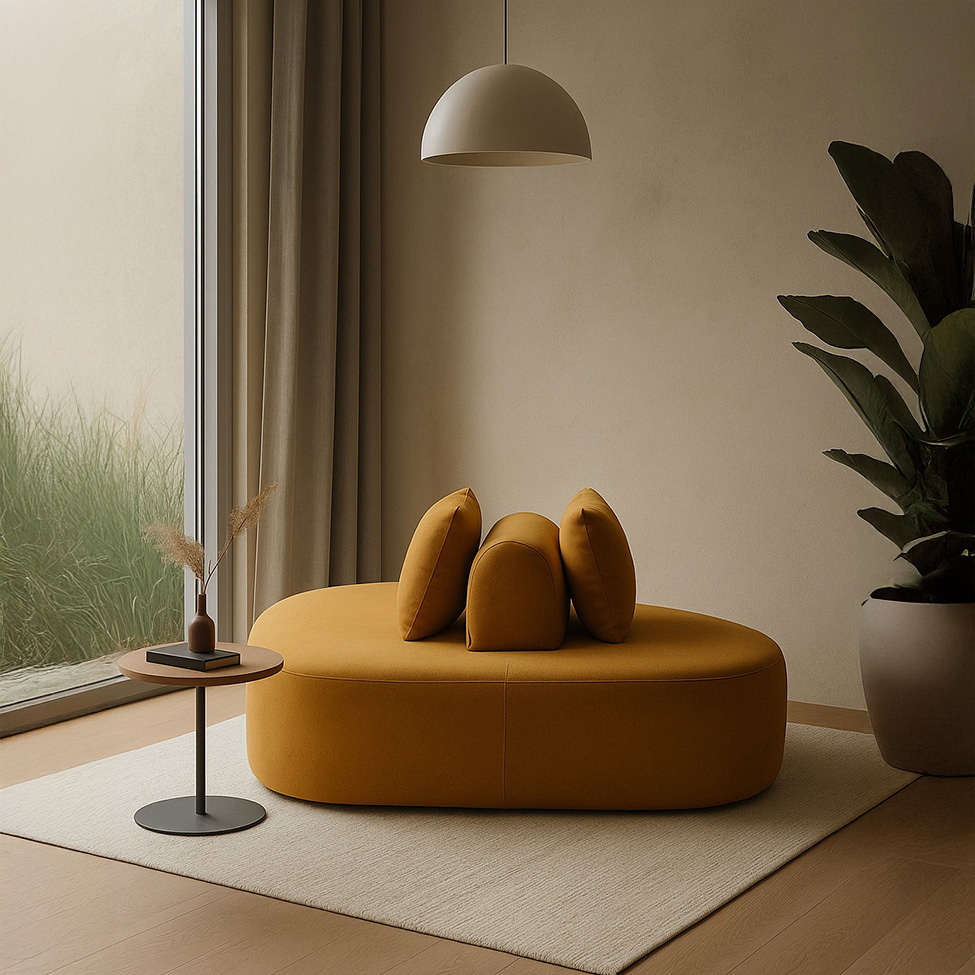 Chaise Longue 3 Lugares Stone Linho Amarelo