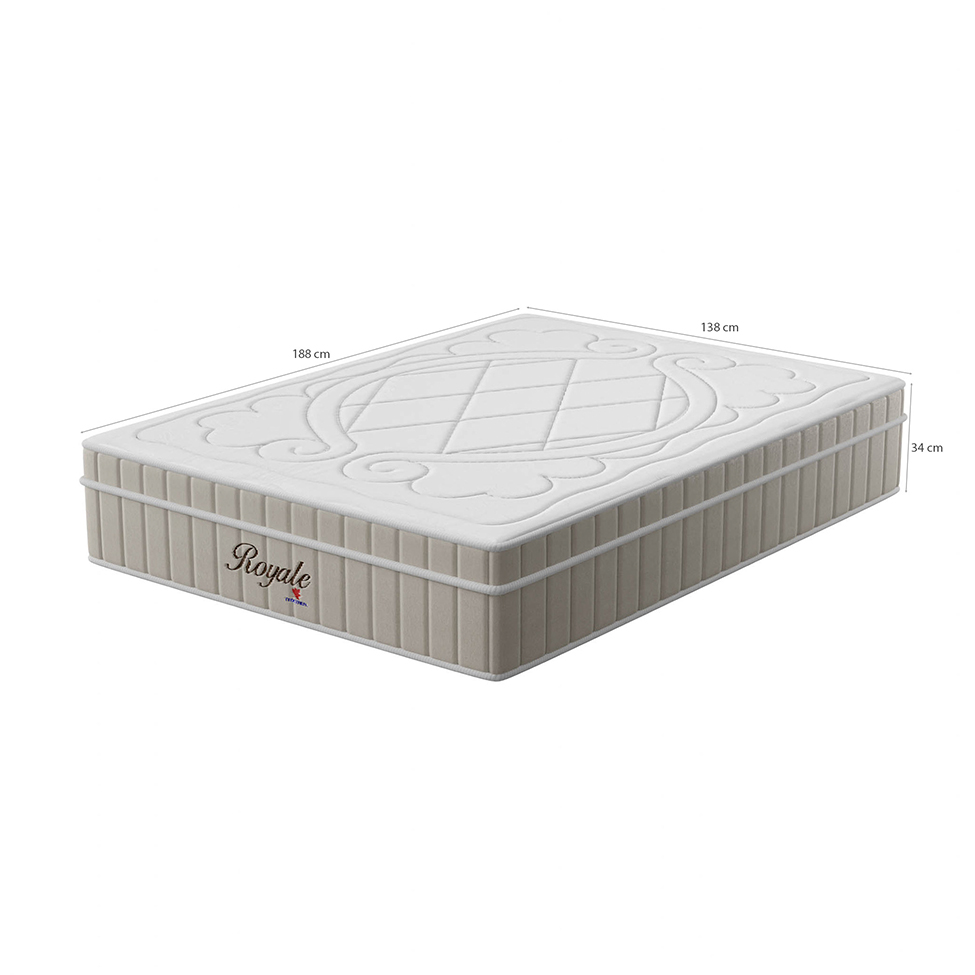 Colchão Casal Royale Molas Ensacadas (34x138x188) Branco e Bege