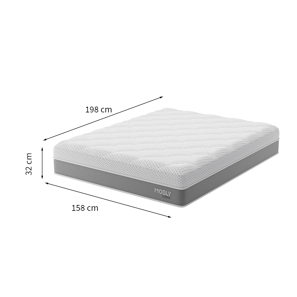 Colchão Queen Sublime Mola Ensacada e Espuma Viscoelástica (32x158x198) Cinza e Branco