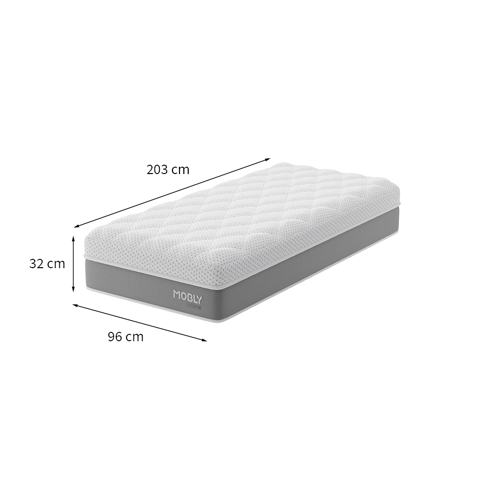 Colchão Solteirão Sublime Mola Ensacada e Espuma Viscoelástica (32x96x203) Cinza e Branco