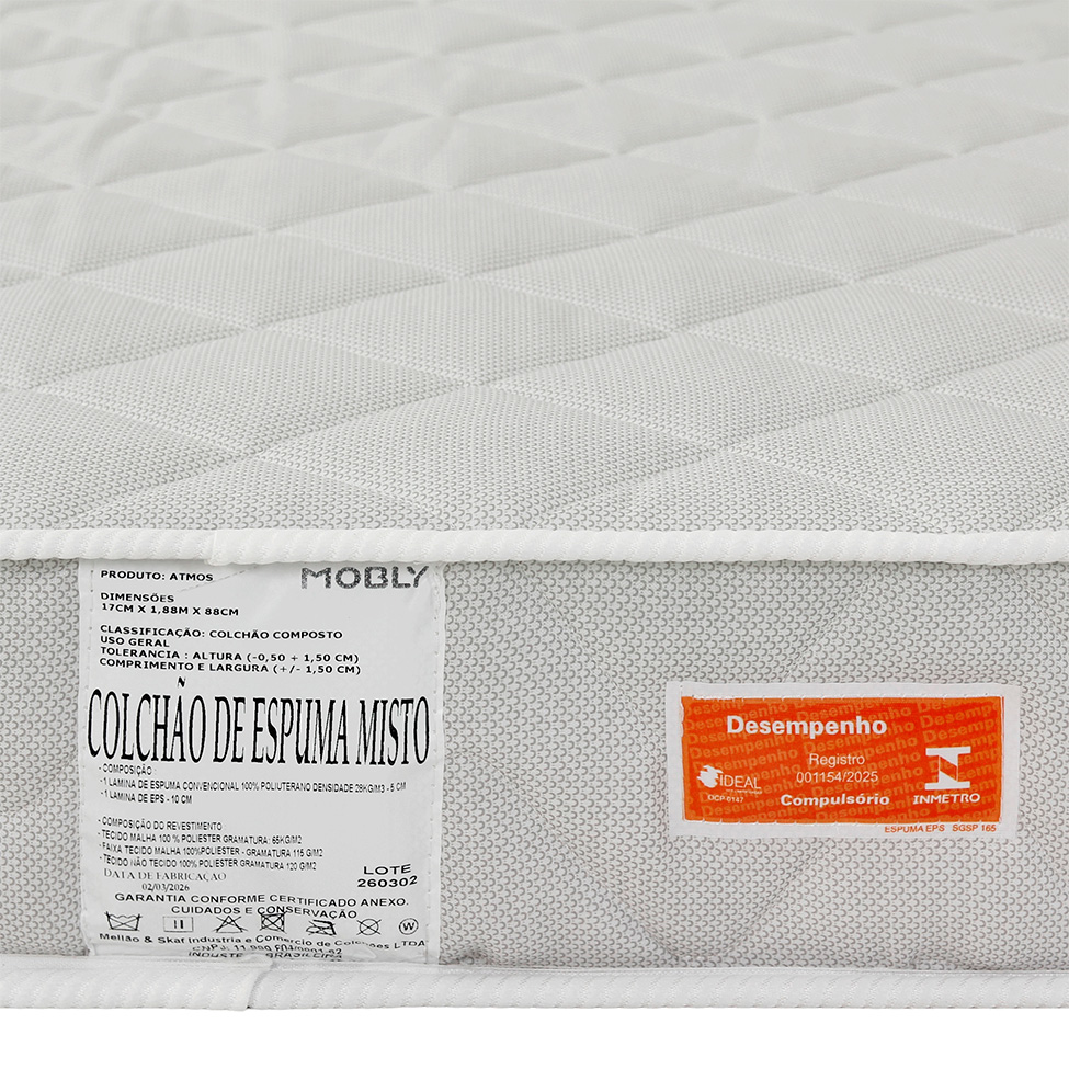 Colchão Solteiro Atmos Misto D28 (17x88x188) Branco
