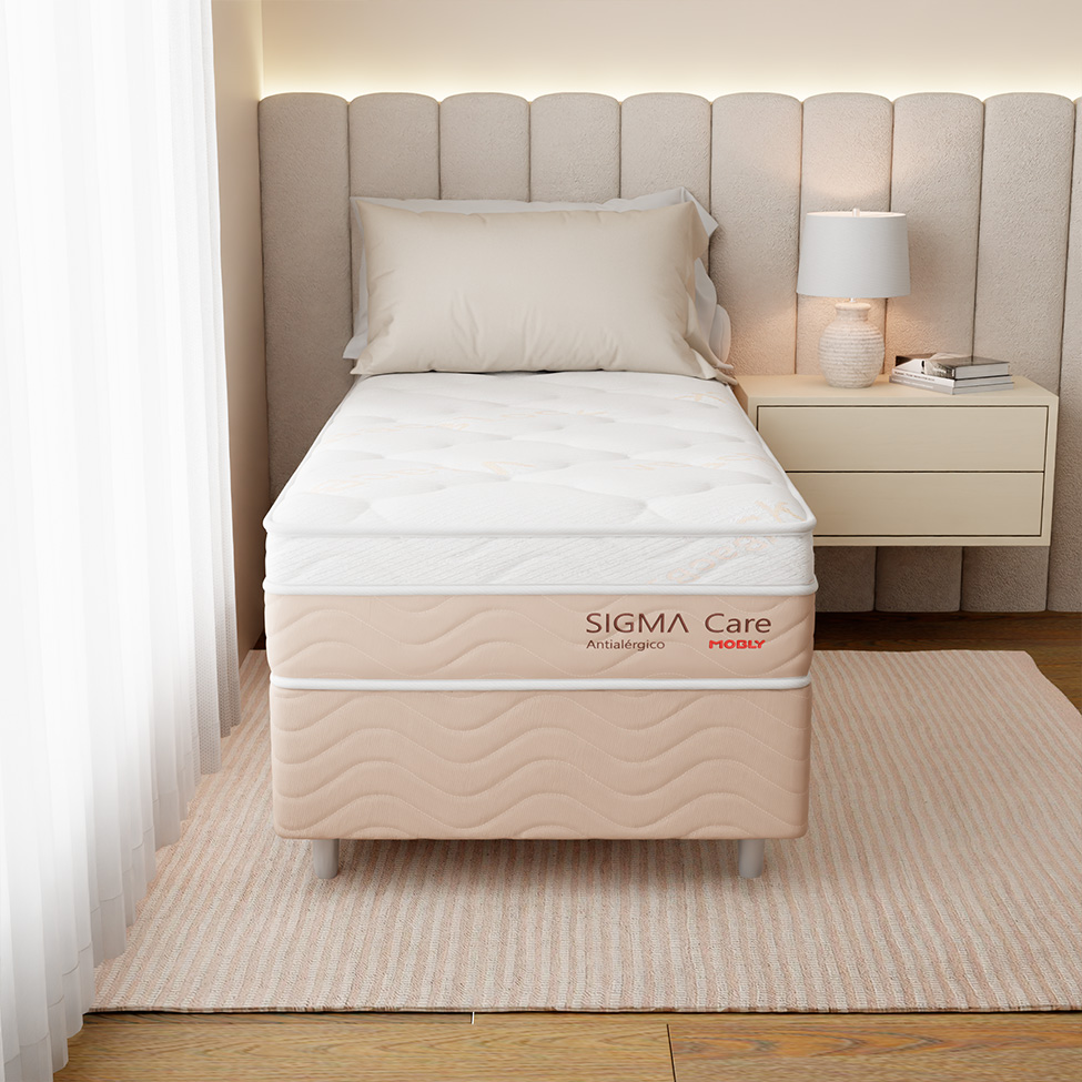 Colchão Solteiro Sigma Care Misto (23x88x188) Bege e Branco