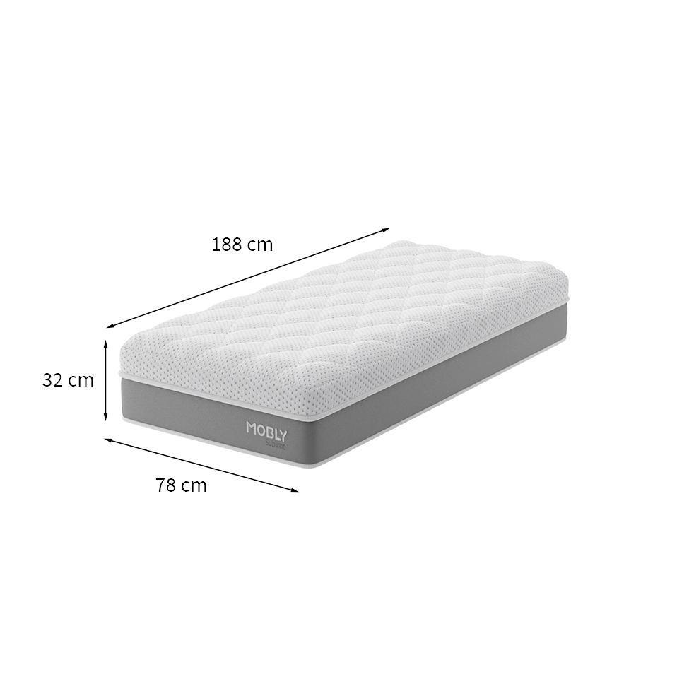 Colchão Solteiro Sublime Mola Ensacada e Espuma Viscoelástica (32x78x188) Cinza e Branco