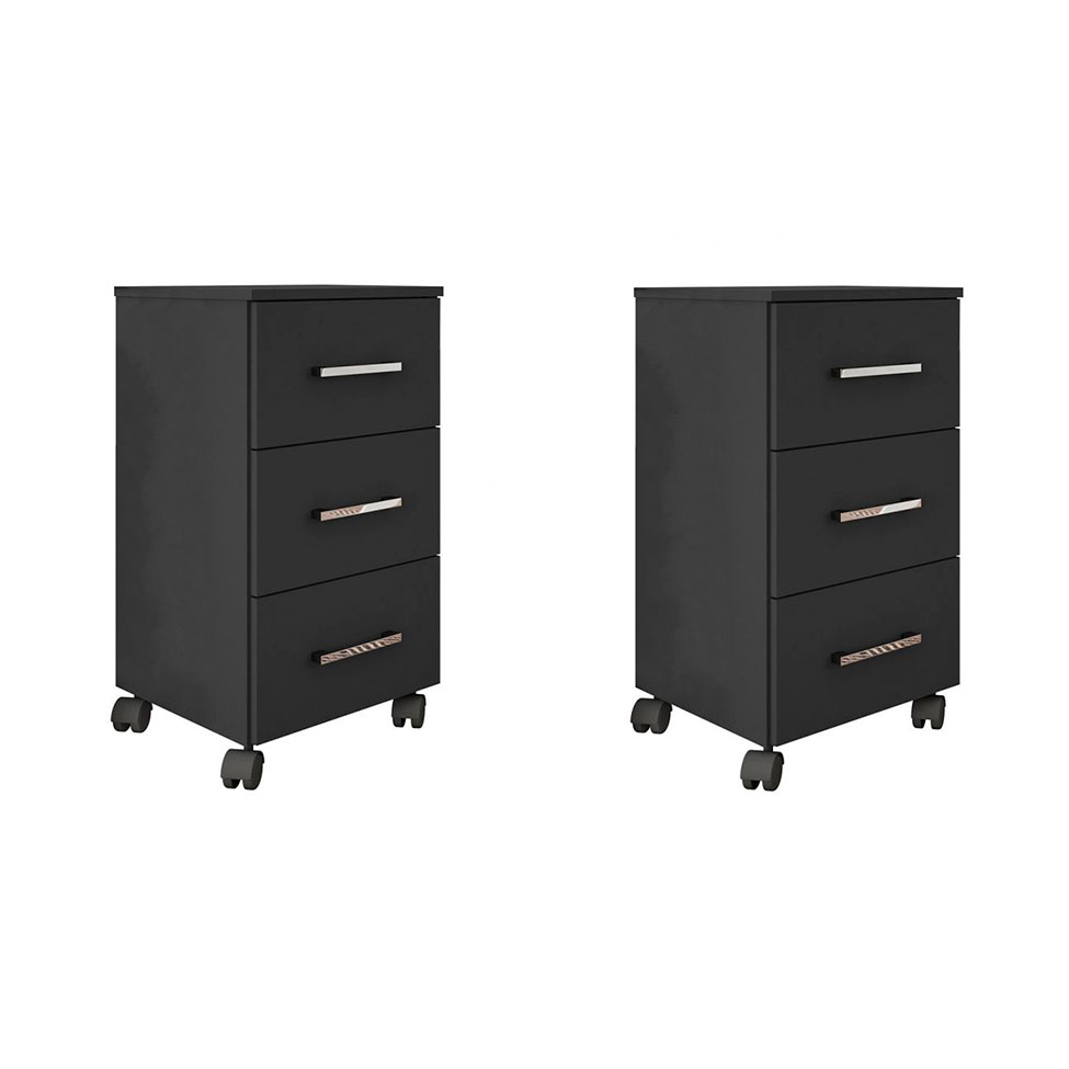 Conjnto com 2 Gaveteiros Pietra Flex 6 GV Preto e Amarelo