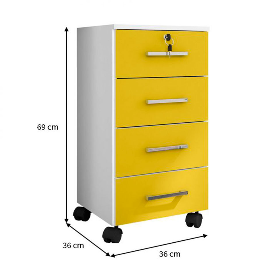Conjunto com 2  Gaveteiros Gávea Flex 8 GV Branco e Amarelo