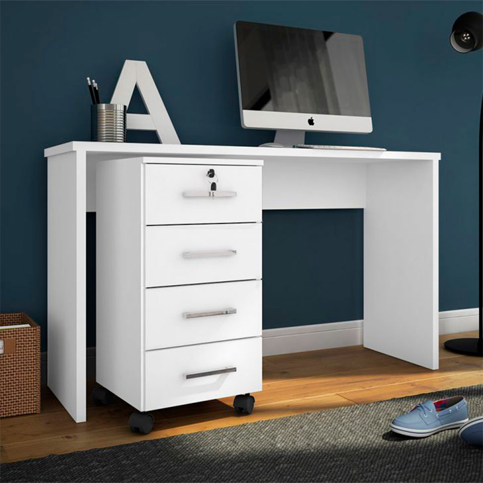 Conjunto com 2  Gaveteiros Gávea Flex 8 GV Branco e Amarelo