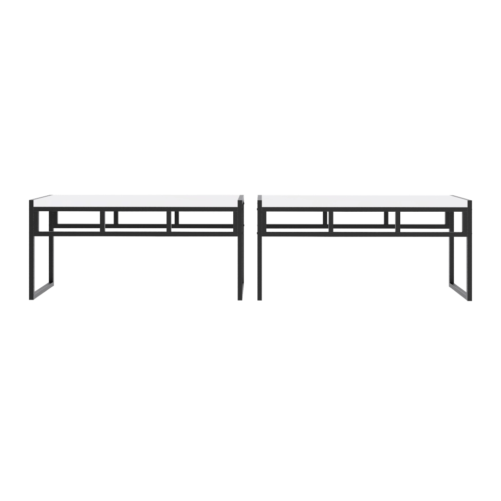 Conjunto com 2 Bancos de Jantar Wooden Branco e Preto