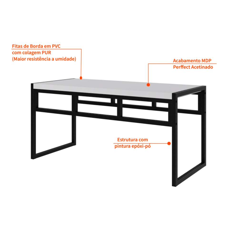Conjunto com 2 Bancos de Jantar Wooden Branco e Preto