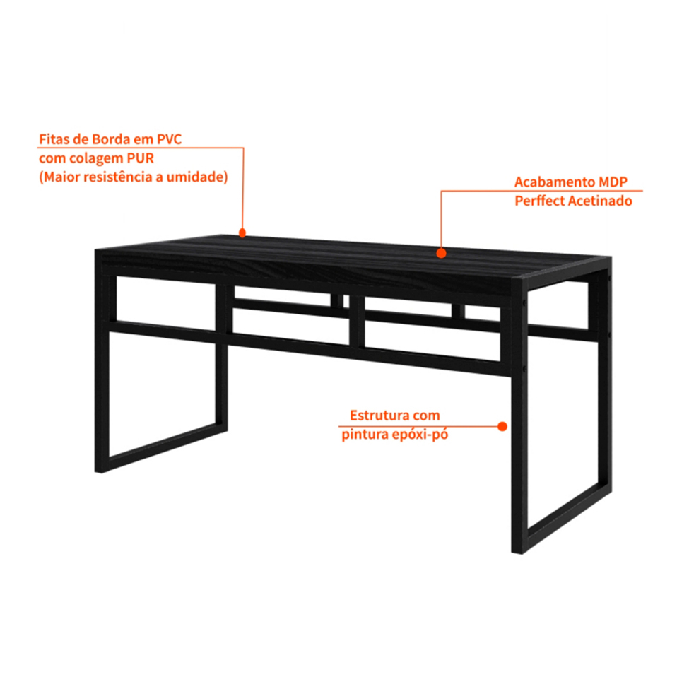 Conjunto com 2 Bancos de Jantar Wooden Ônix e Preto